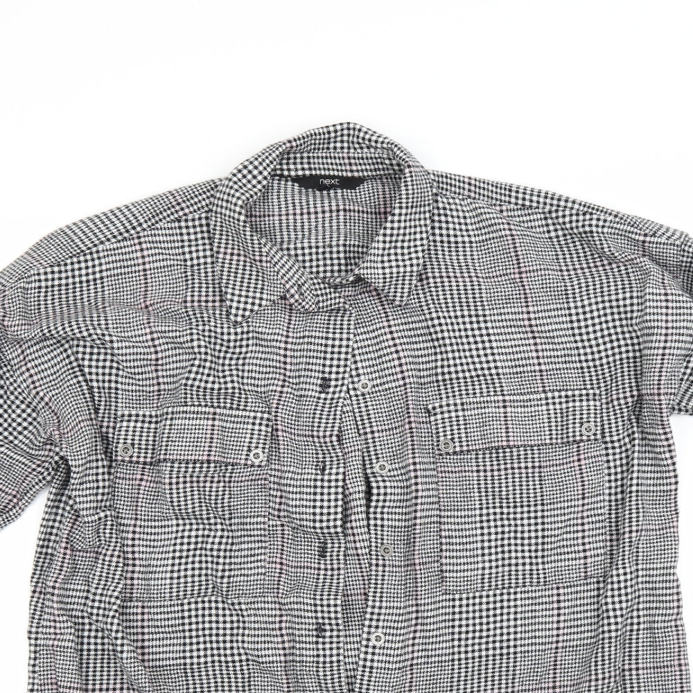 NEXT Womens Grey Check  Basic Button-Up Size 14
