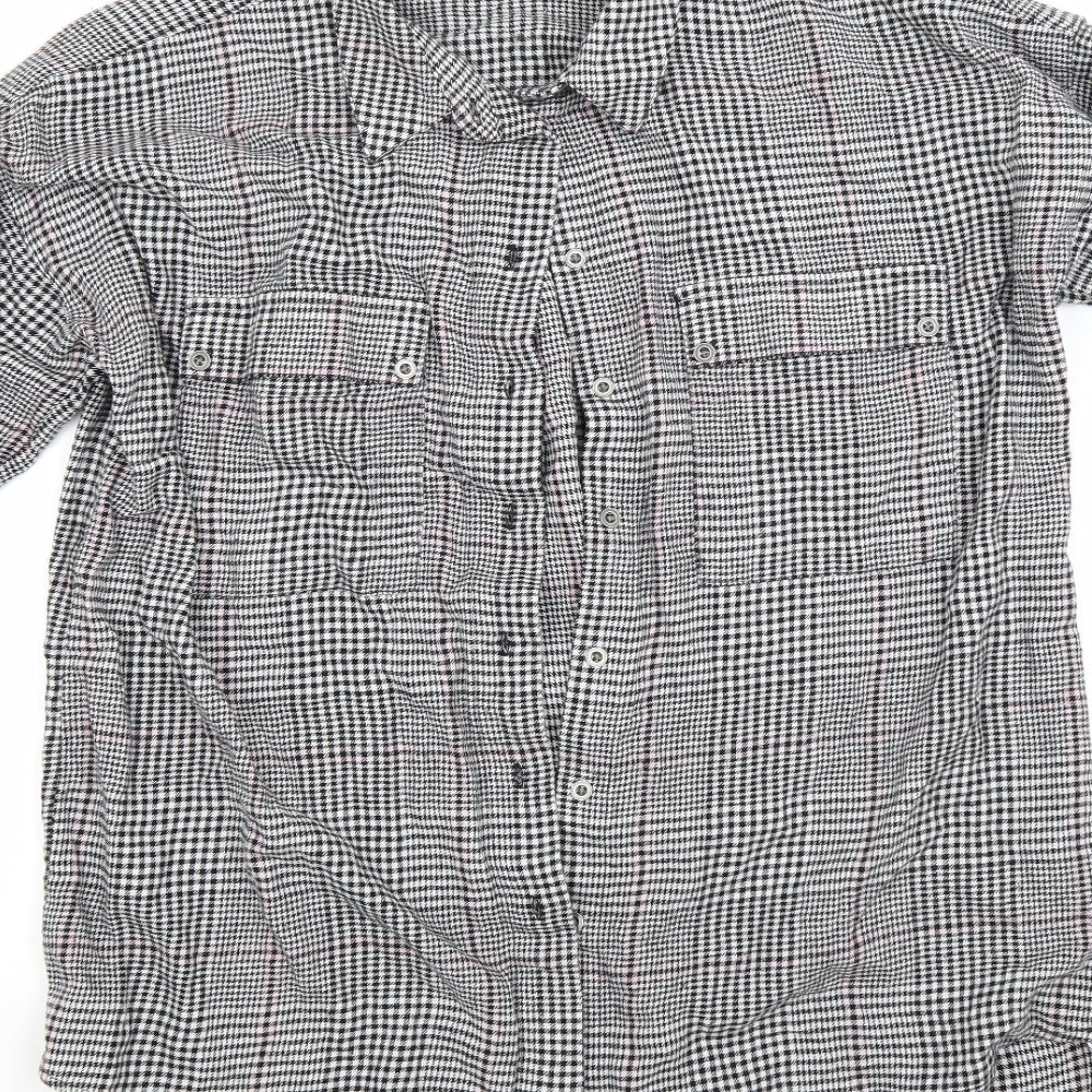 NEXT Womens Grey Check  Basic Button-Up Size 14