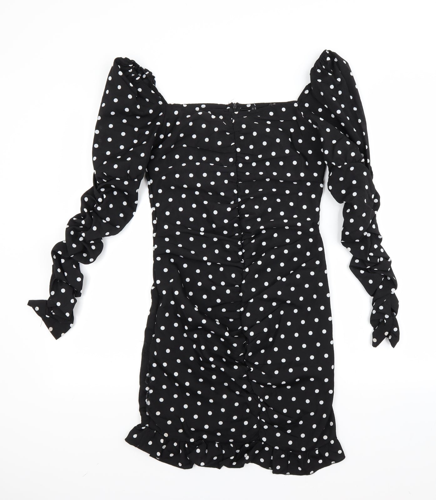 Preworn Womens Black Polka Dot  A-Line  Size S
