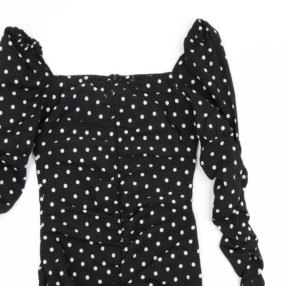 Preworn Womens Black Polka Dot  A-Line  Size S