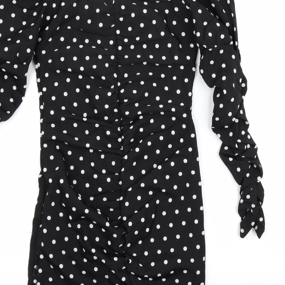 Preworn Womens Black Polka Dot  A-Line  Size S