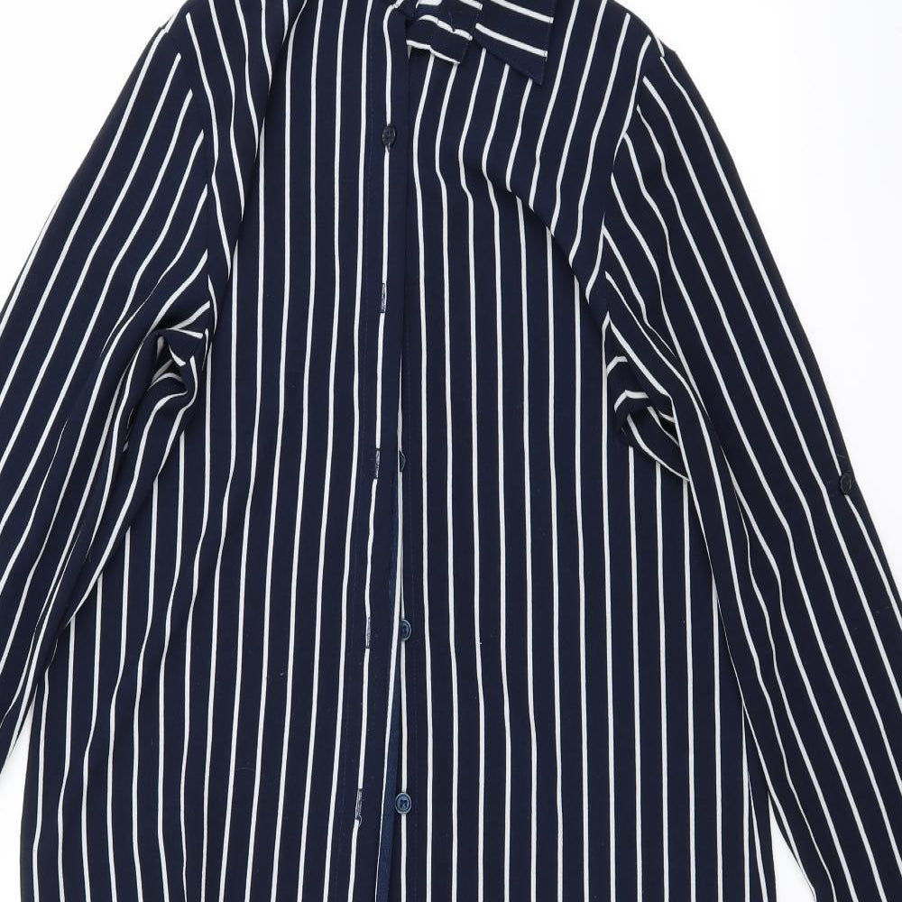 Love Sunshine Womens Blue Striped  Shirt Dress  Size 10