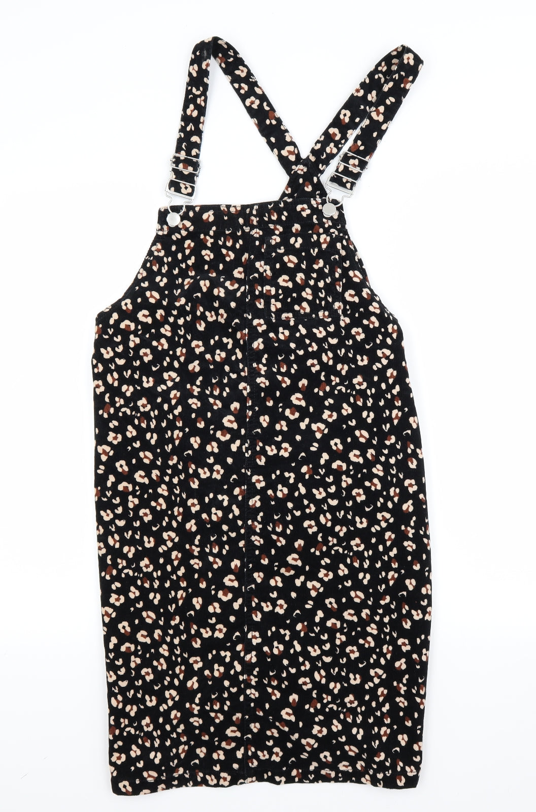 TU Womens Black Floral  Pinafore/Dungaree Dress  Size 16