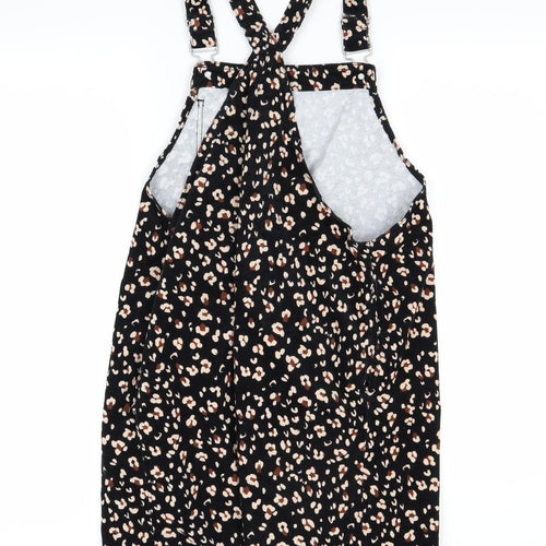 TU Womens Black Floral  Pinafore/Dungaree Dress  Size 16