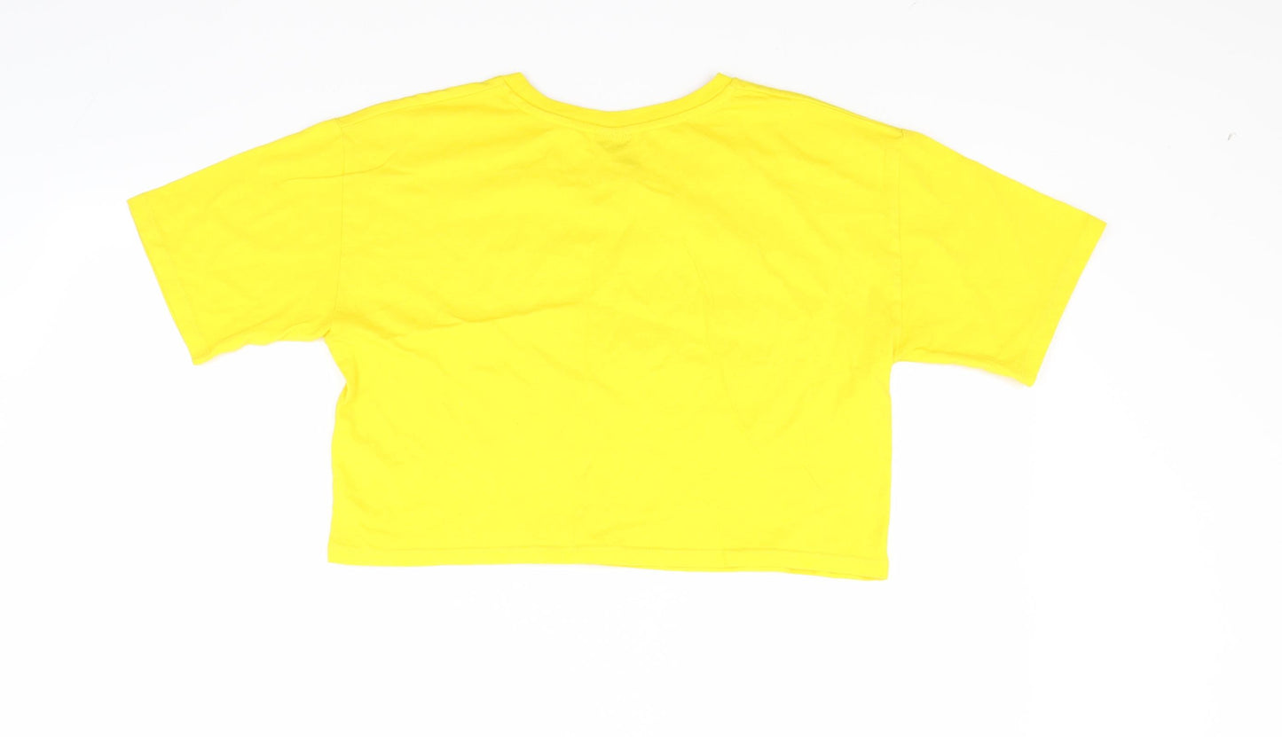 ASOS Womens Yellow   Cropped T-Shirt Size 12