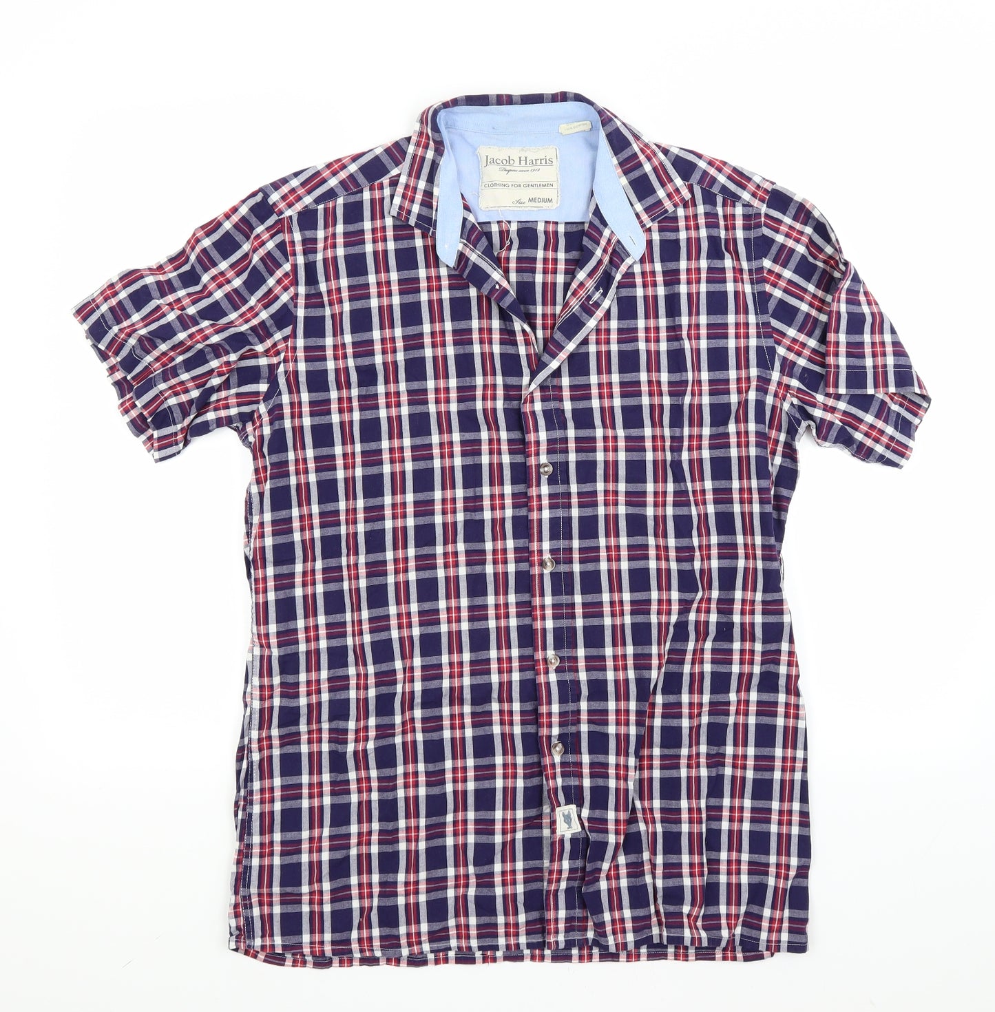 Jacob Harris Mens Blue Check   Button-Up Size M
