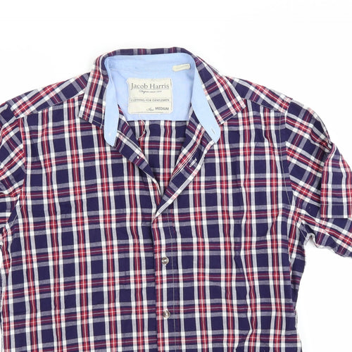 Jacob Harris Mens Blue Check   Button-Up Size M