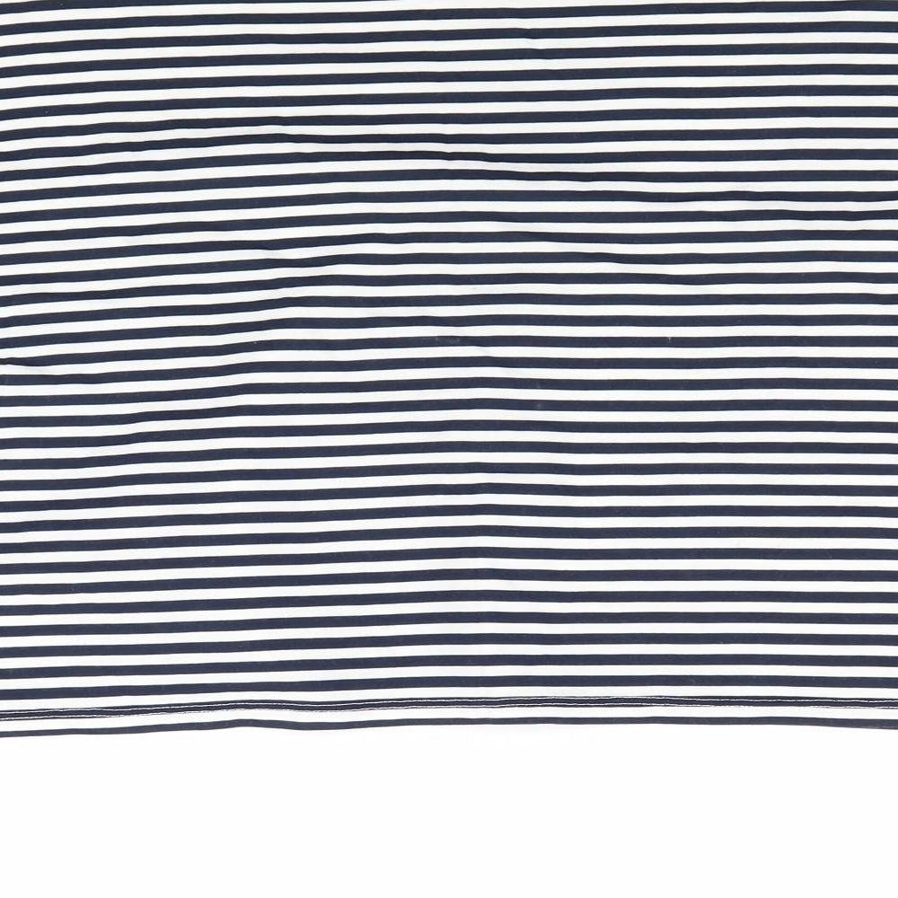 round Womens Blue Striped  Basic T-Shirt Size M