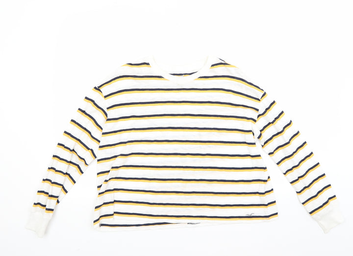 Hollister Womens White Striped  Pullover Jumper Size S