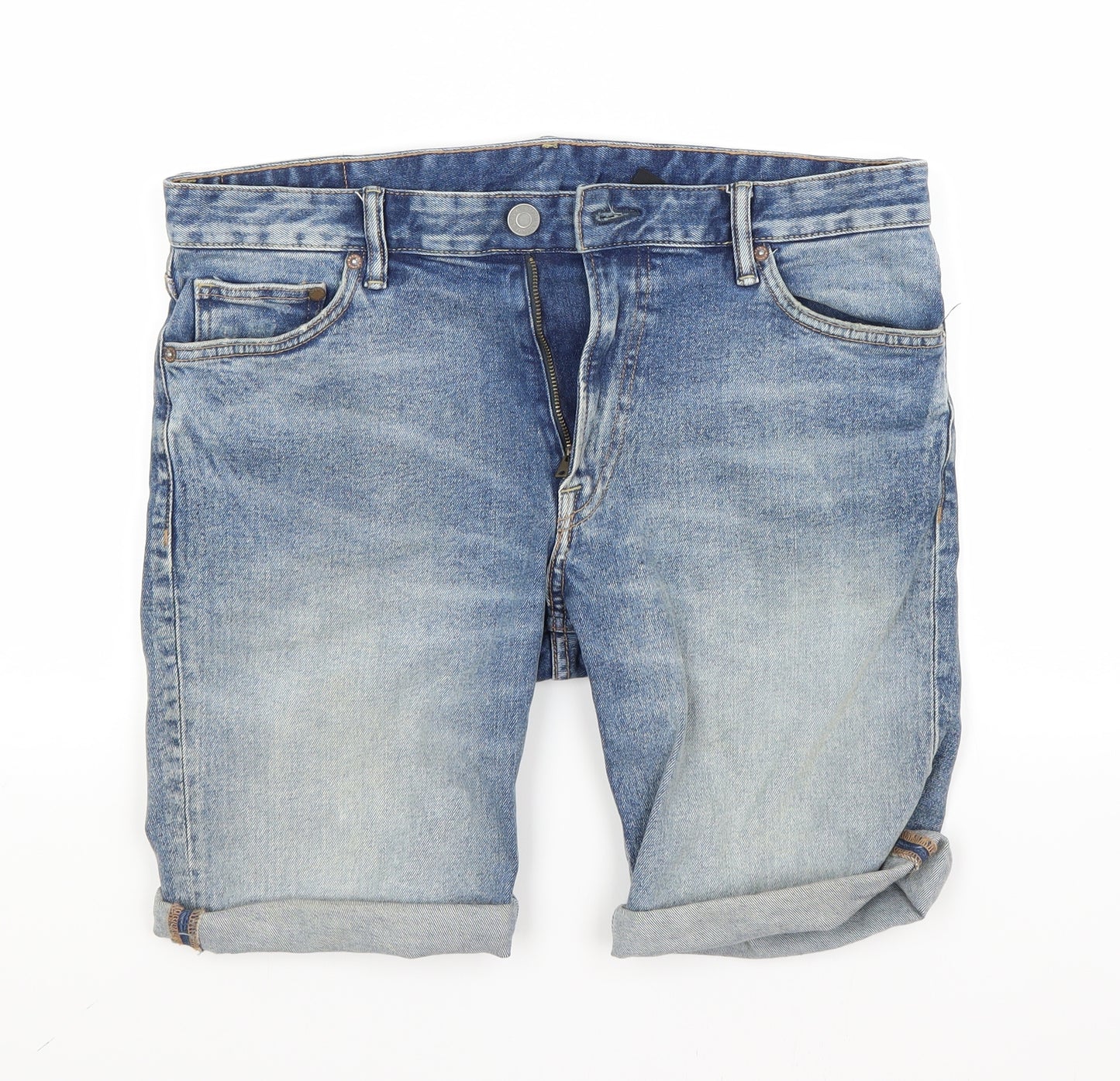 H&M Mens Blue  Denim Chino Shorts Size 32