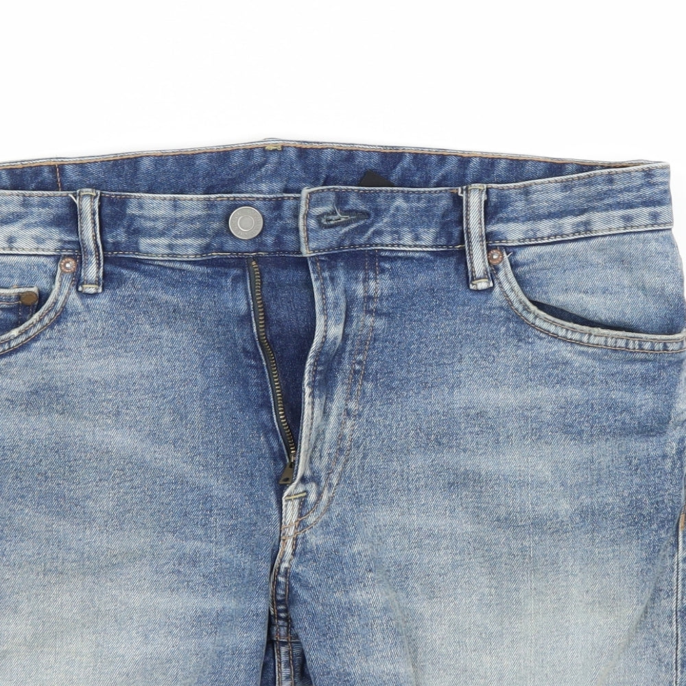 H&M Mens Blue  Denim Chino Shorts Size 32