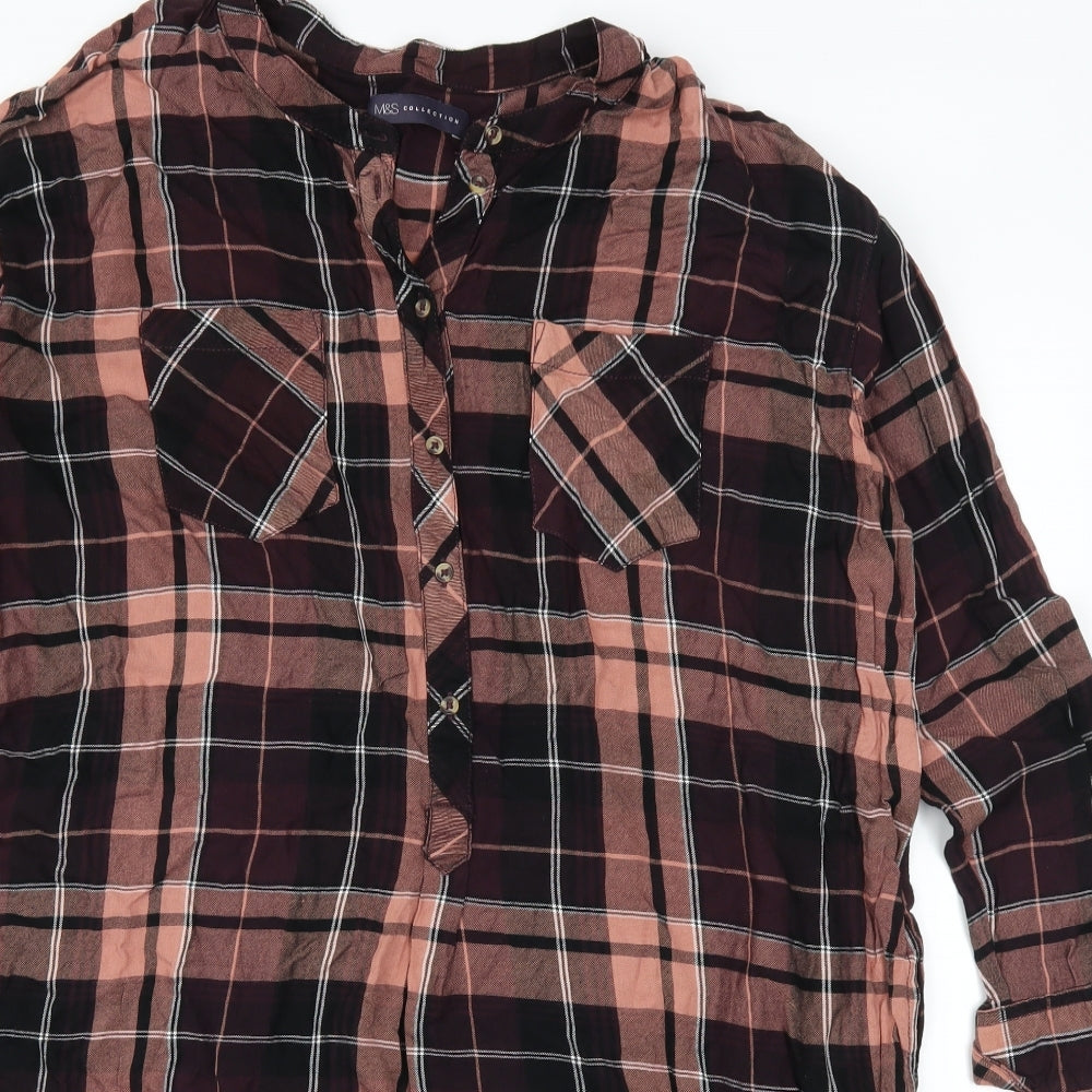 Marks and Spencer Womens Pink Check  Shirt Dress  Size 16