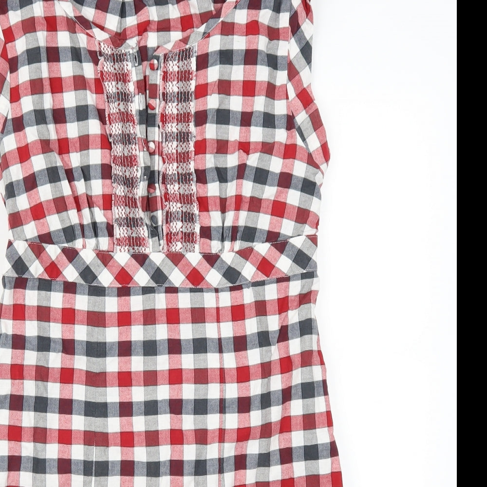 Preworn Womens Red Check  A-Line  Size 18