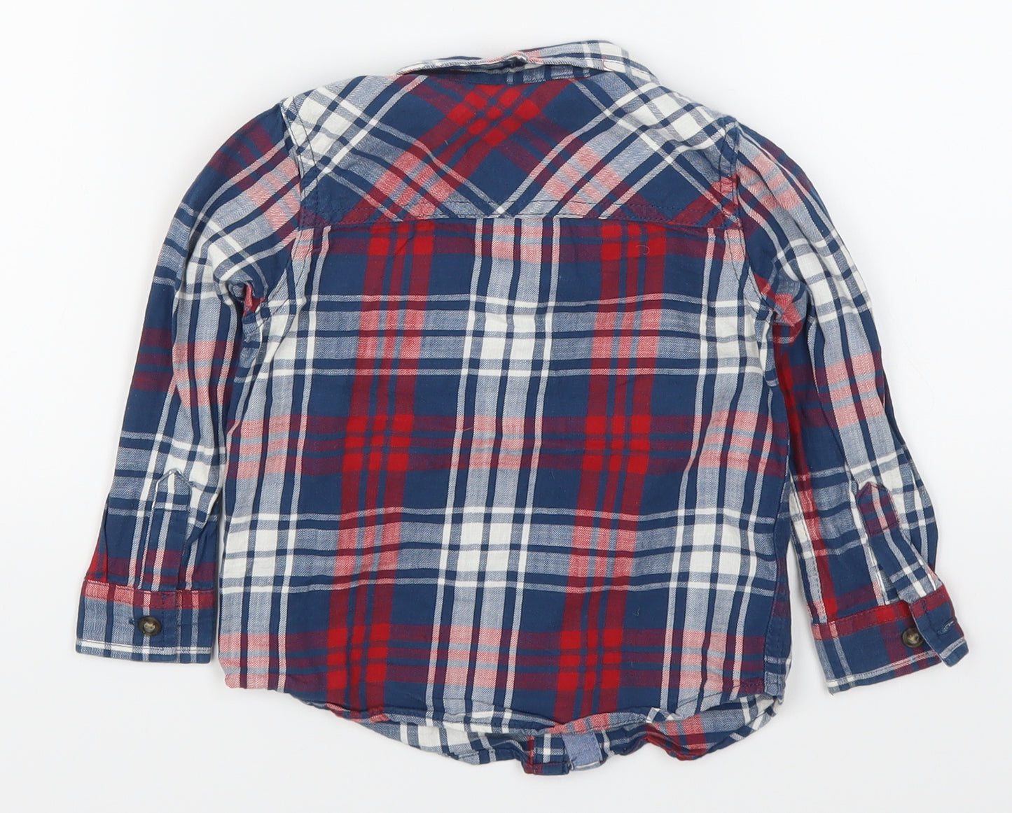 Marks and Spencer Boys Black Check  Basic Button-Up Size 2-3 Years  - Red