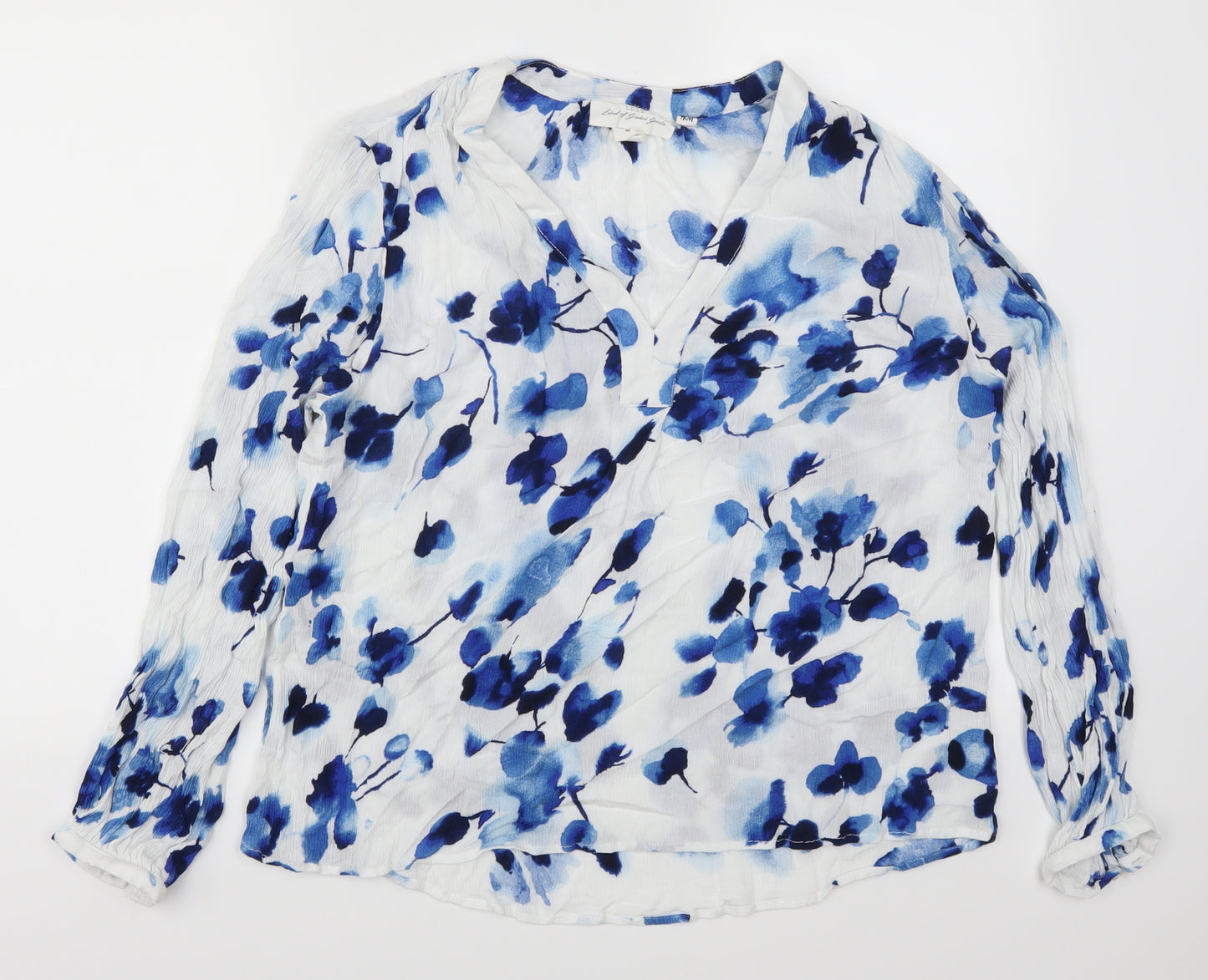 H&M Womens Blue Floral  Basic Blouse Size 14