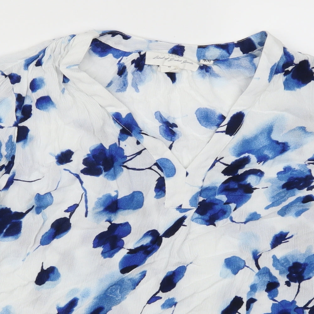 H&M Womens Blue Floral  Basic Blouse Size 14