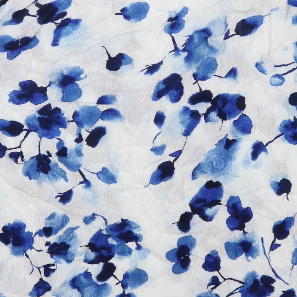 H&M Womens Blue Floral  Basic Blouse Size 14
