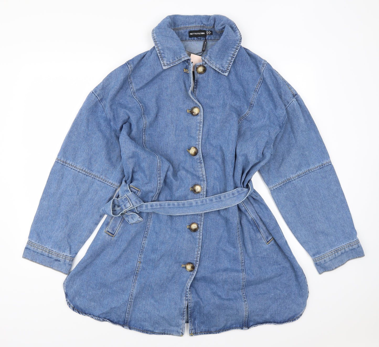 Pretty Little Thing Womens Blue  Denim Shirt Dress  Size 10