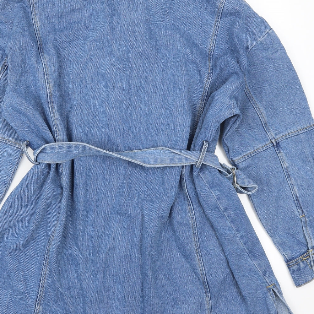 Pretty Little Thing Womens Blue  Denim Shirt Dress  Size 10