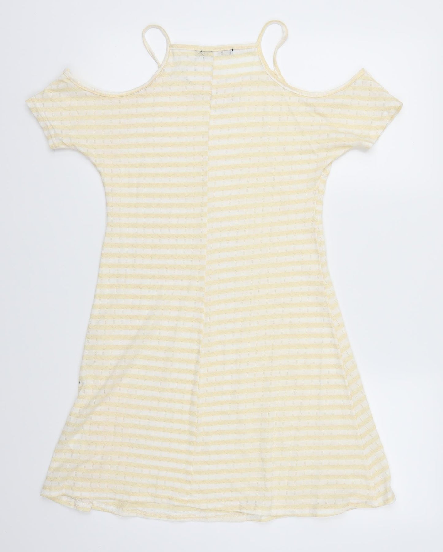 Miss Pretty Worls Womens Yellow Striped  T-Shirt Dress  Size 8