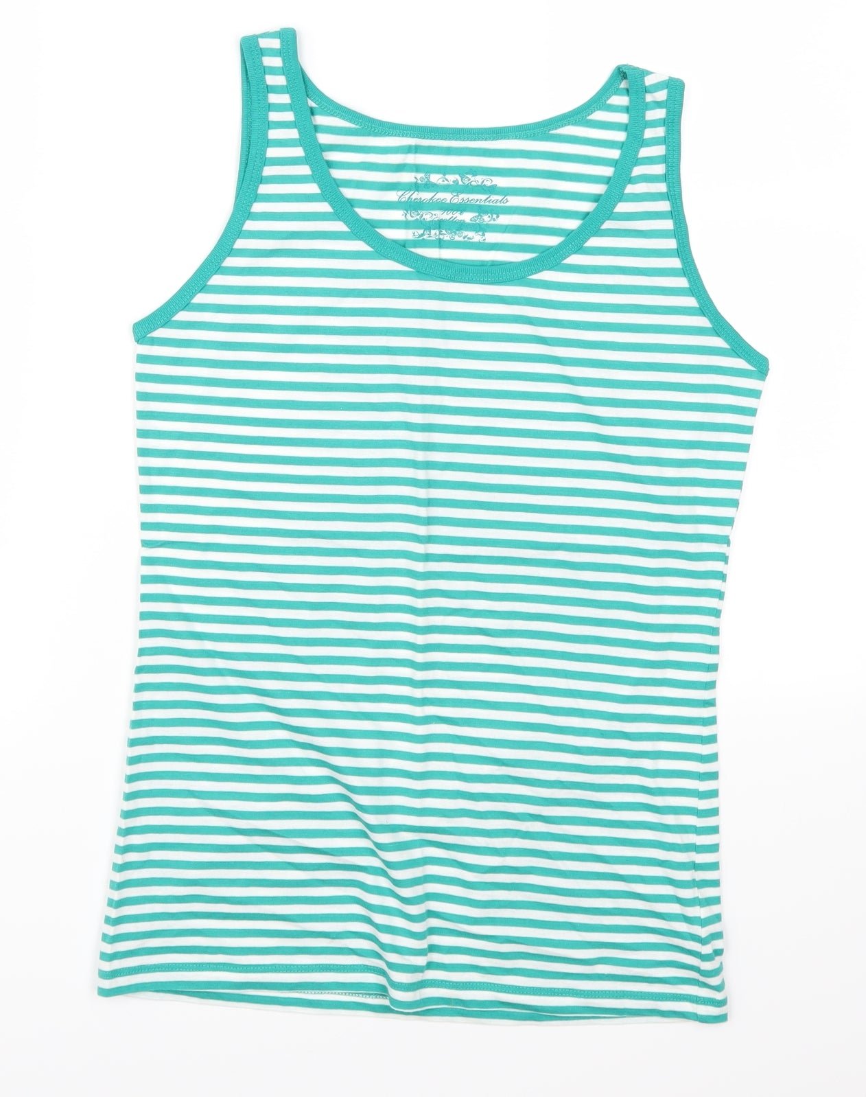 Cherokee Womens Green Striped  Basic Tank Size 12