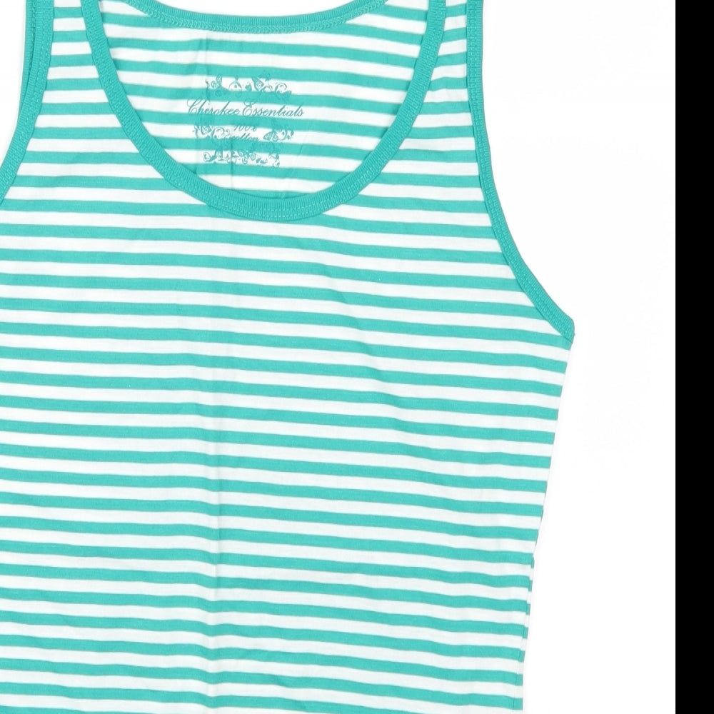 Cherokee Womens Green Striped  Basic Tank Size 12