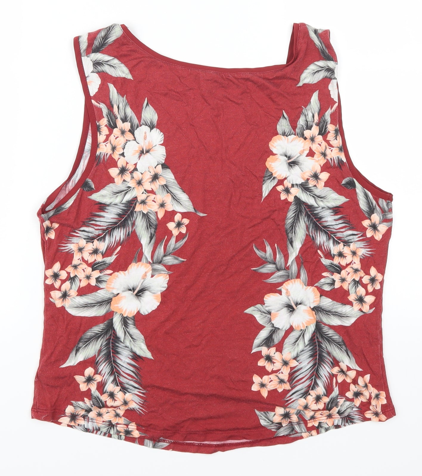 Oasis Womens Red Floral  Cropped Tank Size L