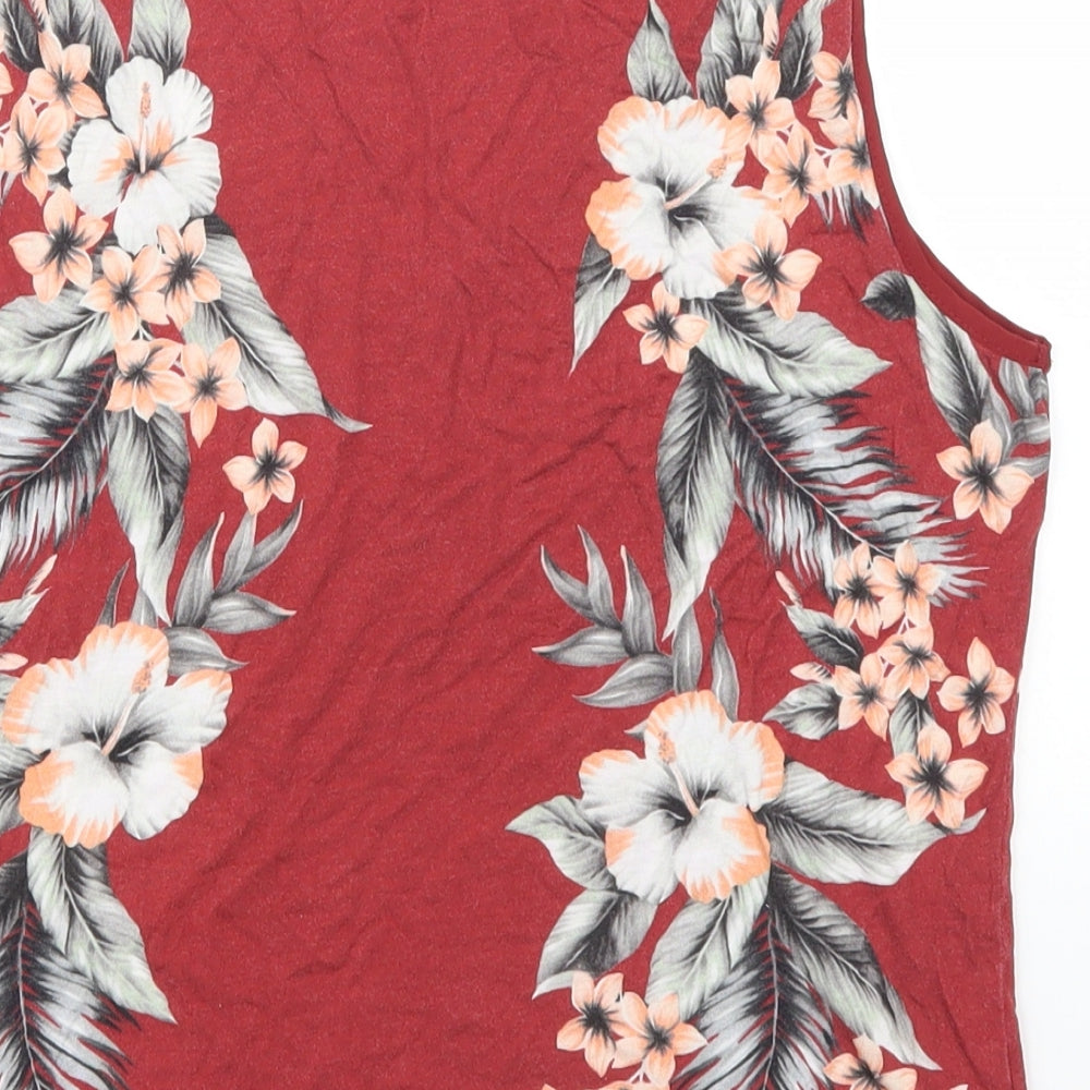 Oasis Womens Red Floral  Cropped Tank Size L