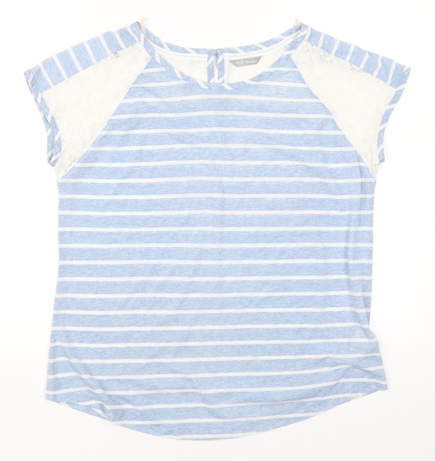 Marks and Spencer Womens Beige Striped  Basic T-Shirt Size 12