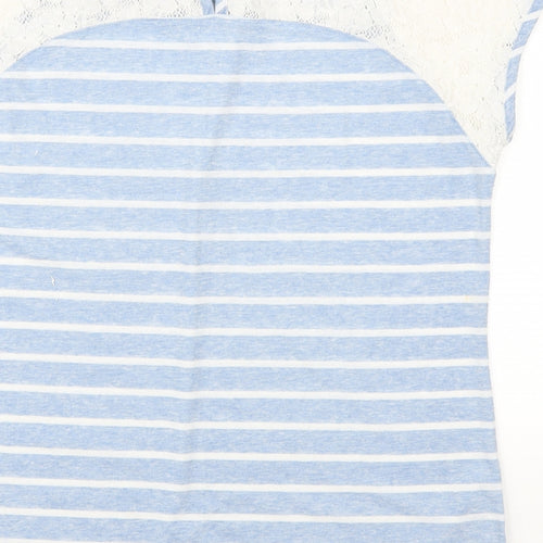 Marks and Spencer Womens Beige Striped  Basic T-Shirt Size 12