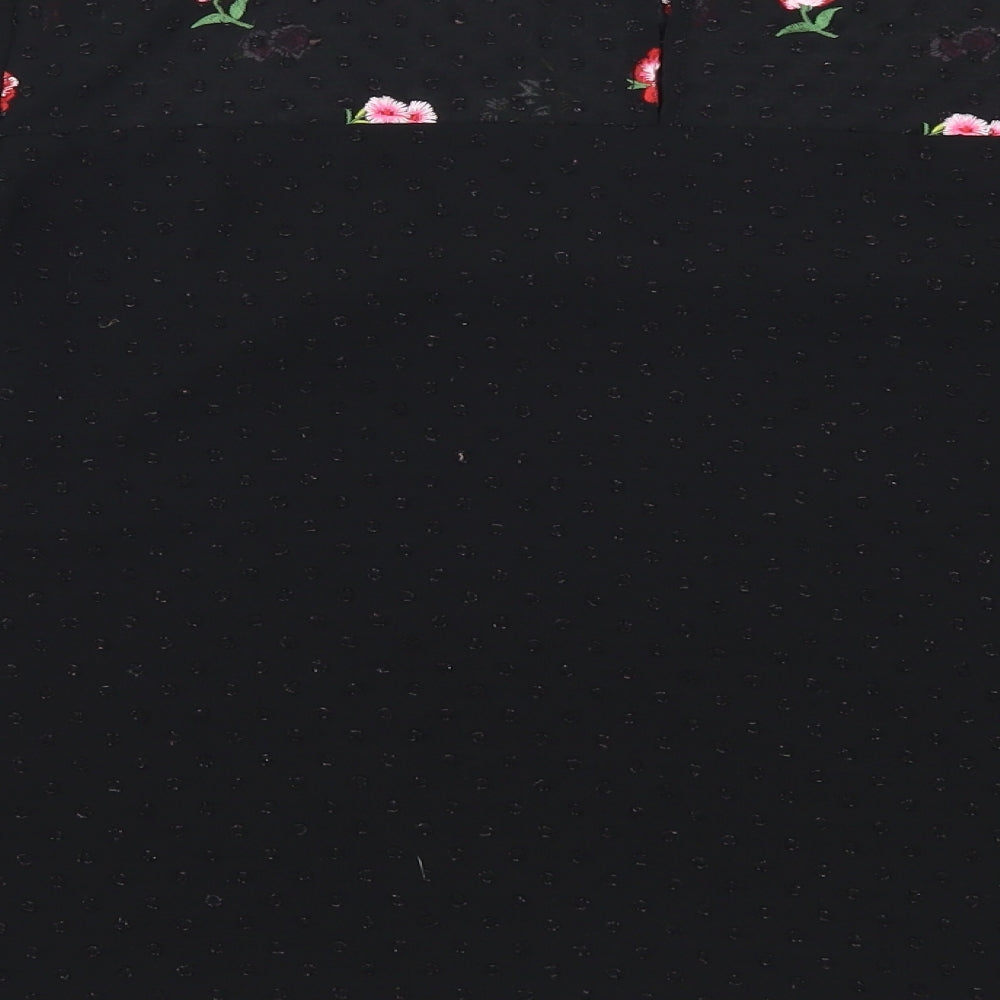 Warehouse Womens Black Floral  Basic Blouse Size 16