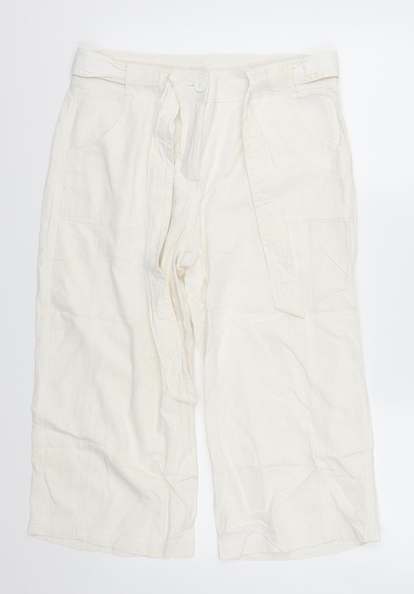 Marks and Spencer Womens White   Cropped Trousers Size 12 L20 in
