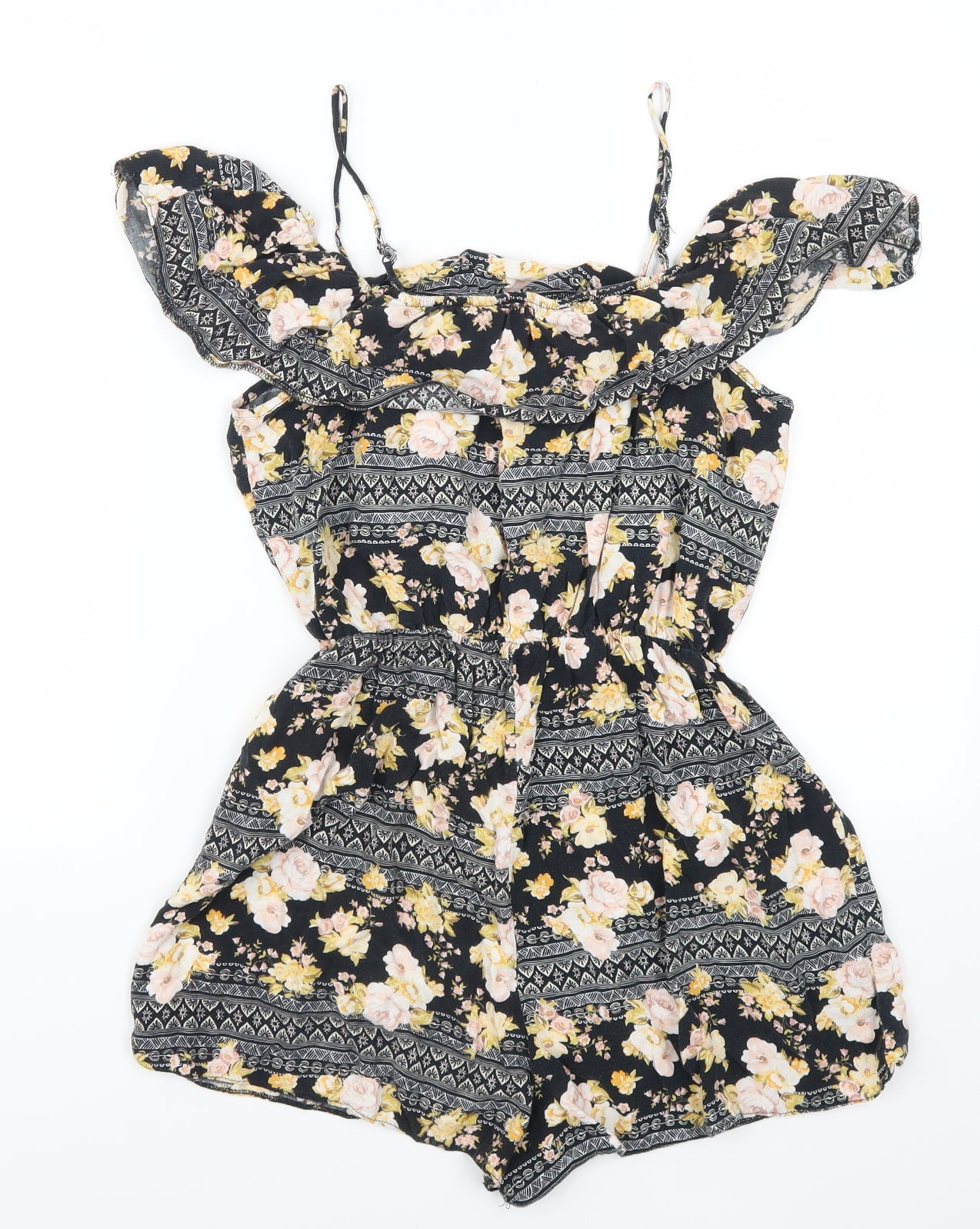 New Look Womens Grey Geometric  Playsuit One-Piece Size 10