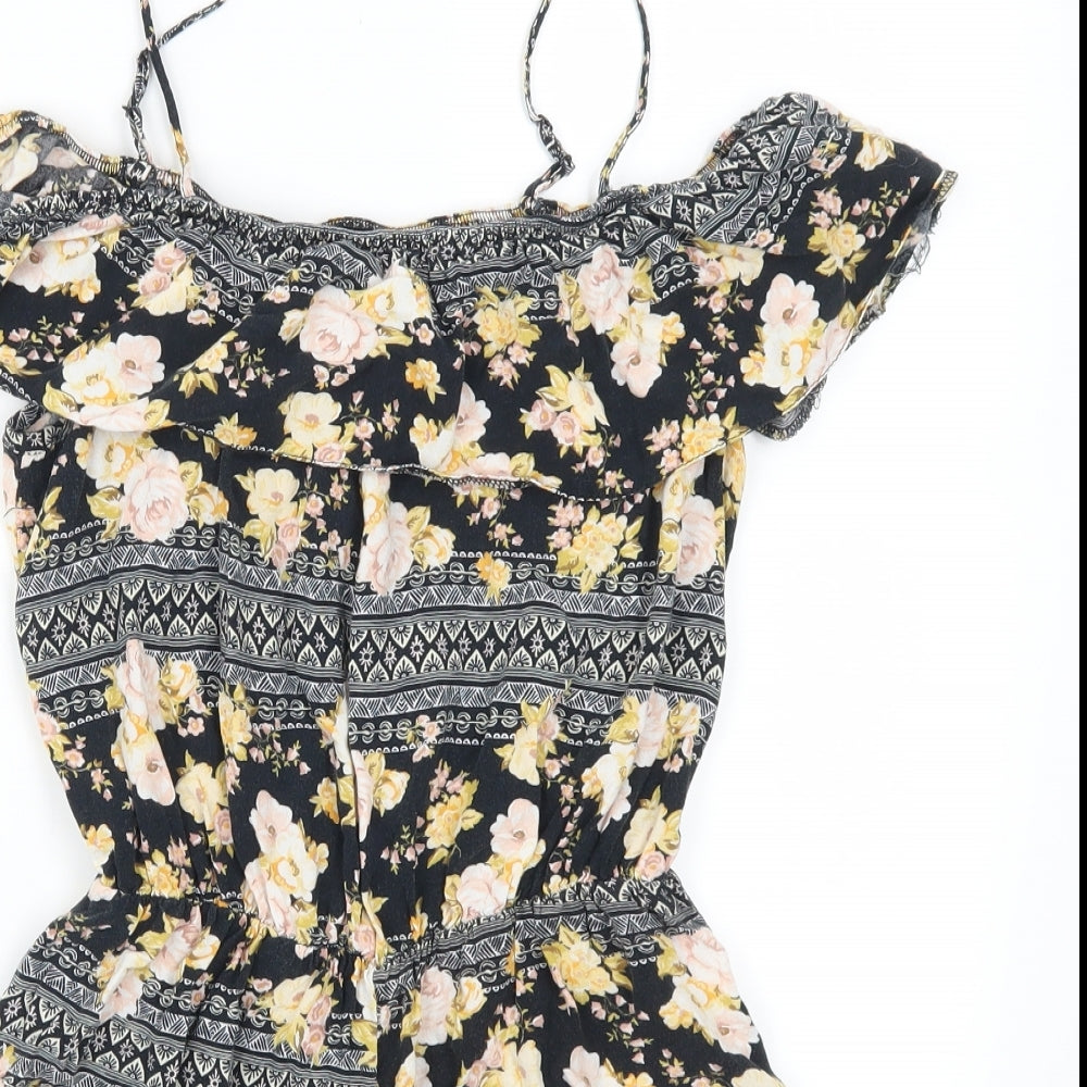 New Look Womens Grey Geometric  Playsuit One-Piece Size 10