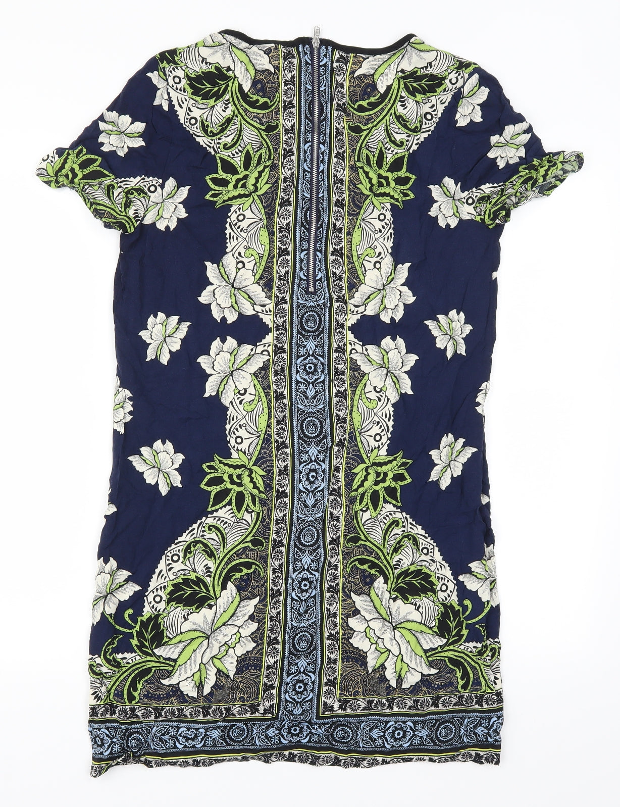 Warehouse Womens Blue Batik  T-Shirt Dress  Size 12  - Green