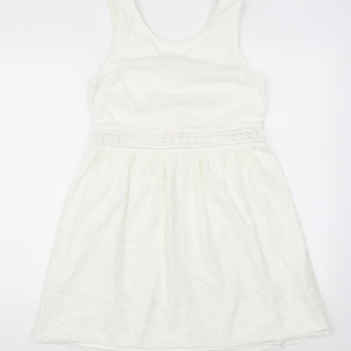 Blue Vanilla Womens White  Lace Skater Dress  Size M