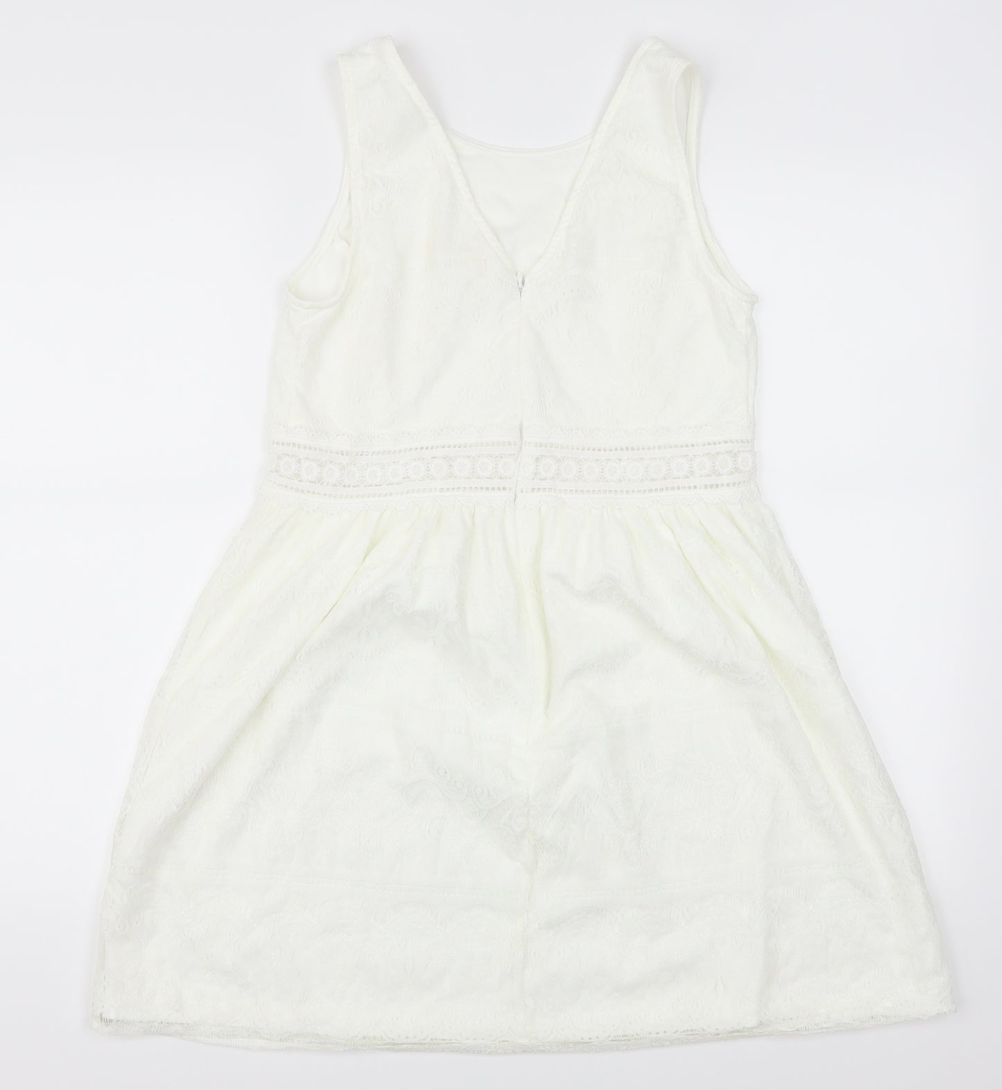Blue Vanilla Womens White  Lace Skater Dress  Size M