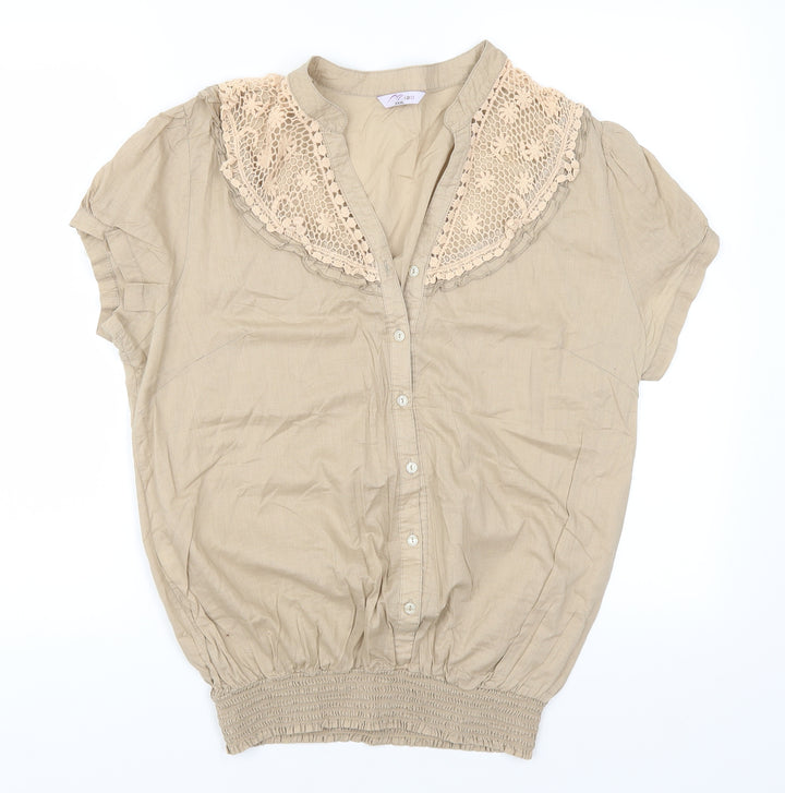 Miao Womens Brown Basic Button-Up Size 3XL