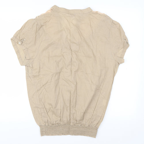 Miao Womens Brown   Basic Button-Up Size 3XL