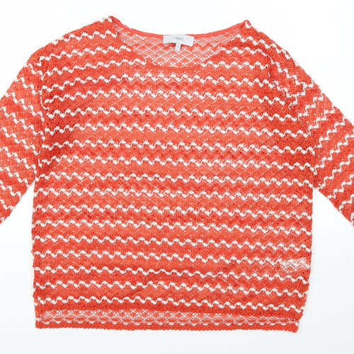NEXT Womens Red Striped  Basic T-Shirt Size 10