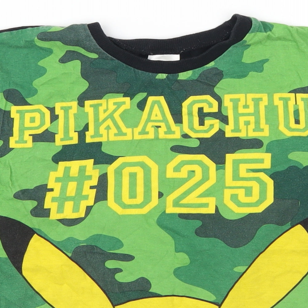 Pep & Co Boys Green Camouflage  Basic T-Shirt Size 10-11 Years  - Pikachu
