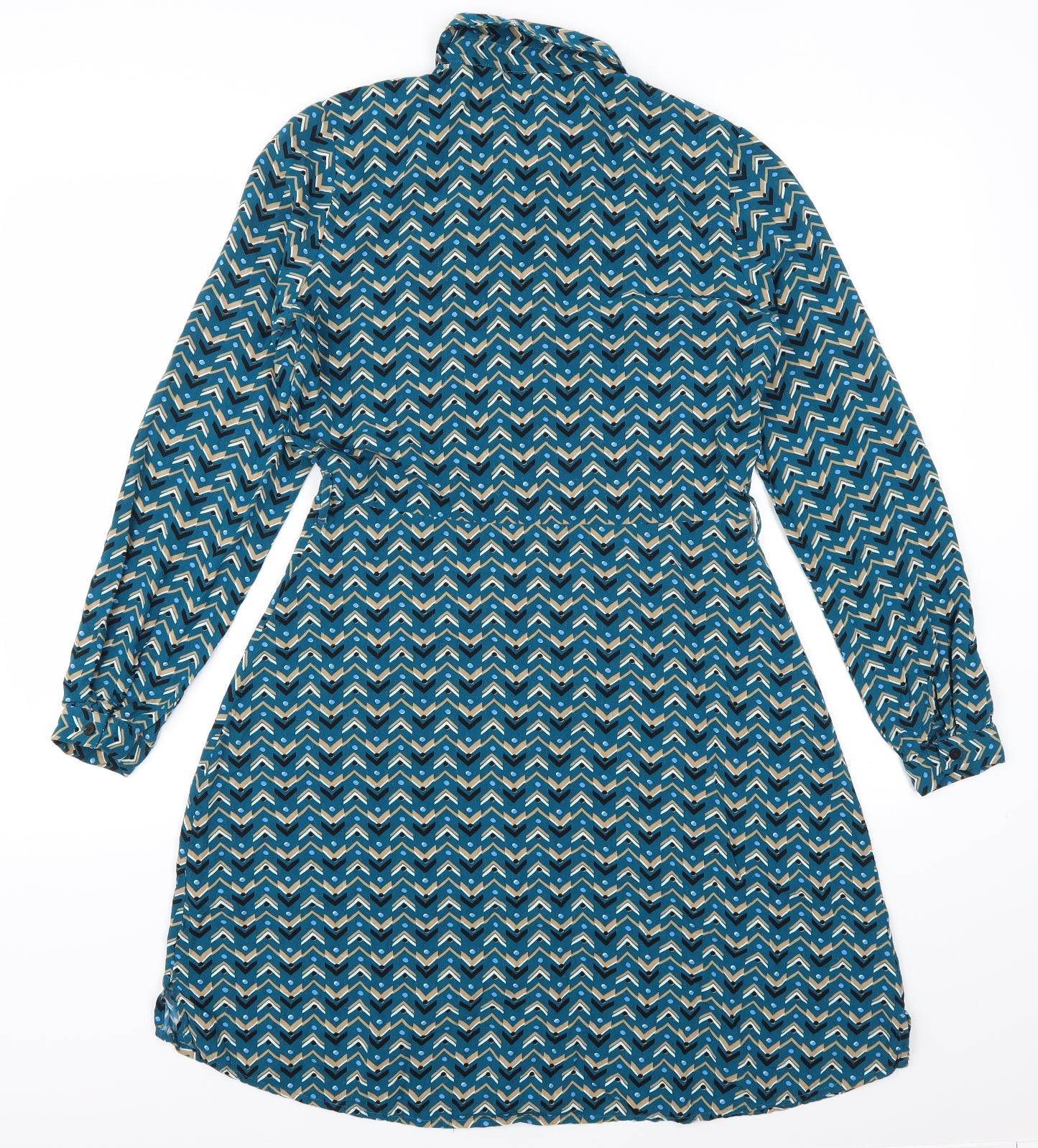 NEXT Womens Blue Geometric  Shirt Dress  Size 8