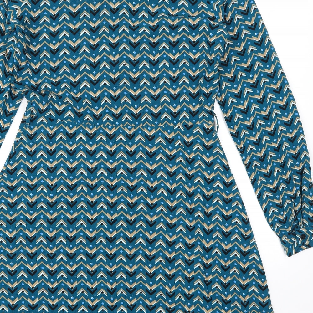 NEXT Womens Blue Geometric  Shirt Dress  Size 8