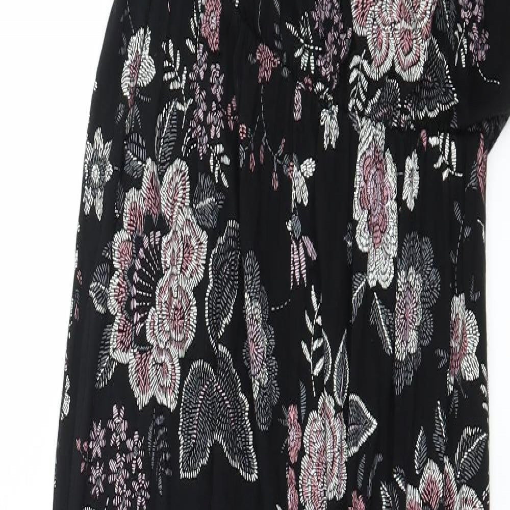 Select Womens Black Floral Jersey Jumpsuit One-Piece Size 10 L27 in