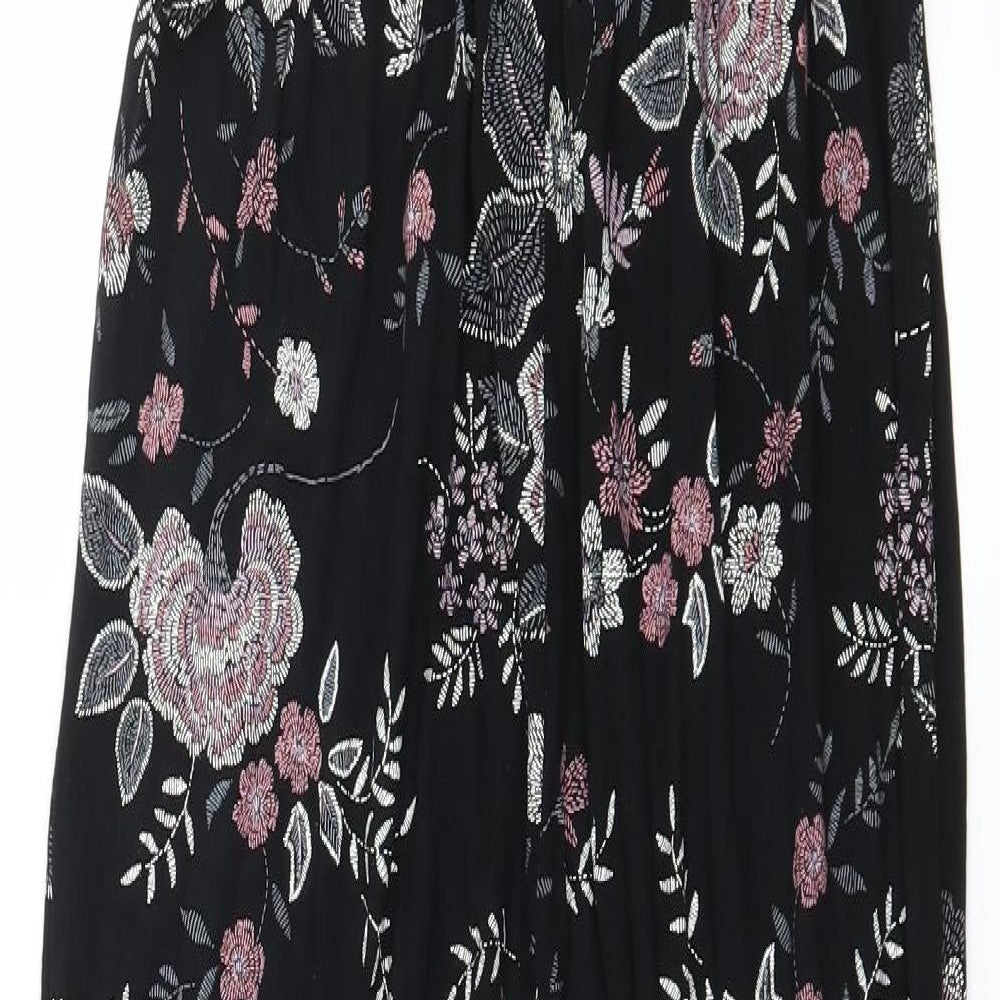 Select Womens Black Floral Jersey Jumpsuit One-Piece Size 10 L27 in