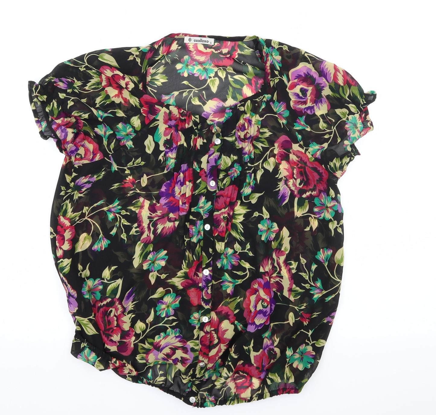 Oxolloxo Womens Black Floral  Basic Blouse Size S