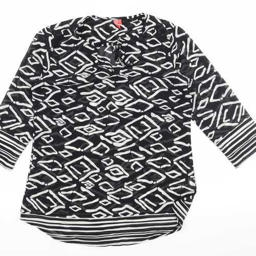 The Gud Look Womens Black Geometric  Basic Blouse Size M