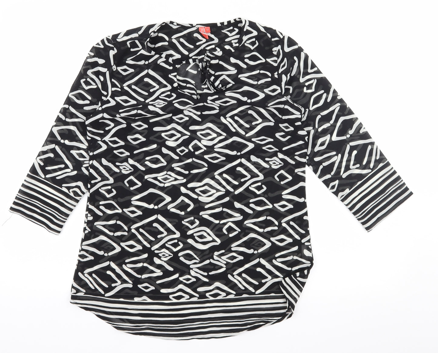 The Gud Look Womens Black Geometric  Basic Blouse Size M