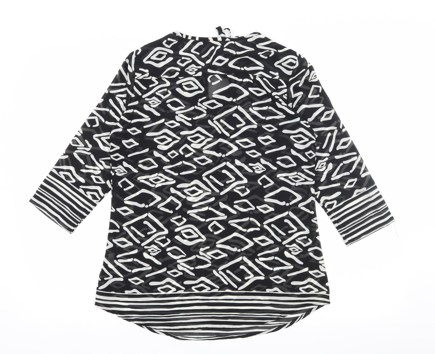 The Gud Look Womens Black Geometric  Basic Blouse Size M