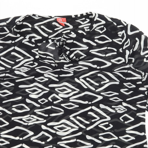 The Gud Look Womens Black Geometric  Basic Blouse Size M